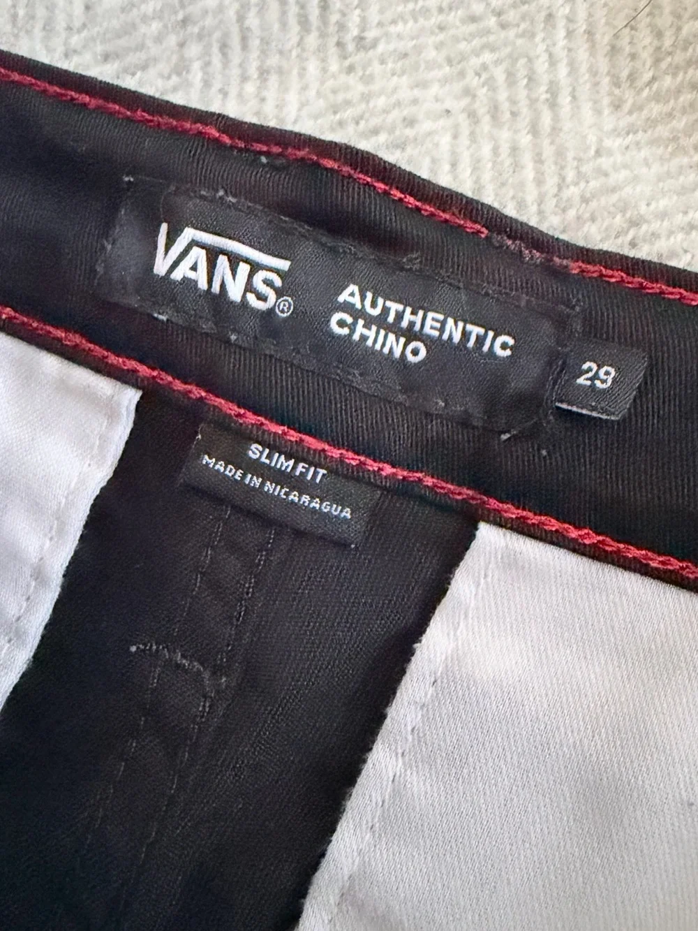Vans Men's Pants Slim Fit Authentic Chino Black Size 29